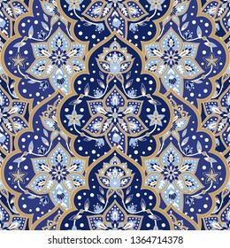 Indian paisley pattern vector seamless. Floral arabesque medallion motif print. Ethnic vintage flower ornament. Oriental design for wallpaper, muslim woman scarf, curtain textile, carpet, blanket.