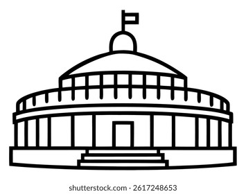 Indian Parliament Multi Level Dome Building Monument Heritage Government Vector Symbol Capital Administration Landmark