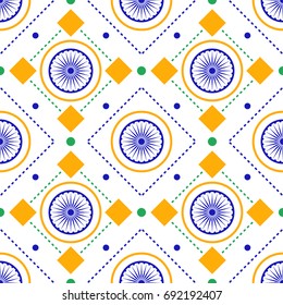 Indian patriotic seamless pattern in flag themed colors