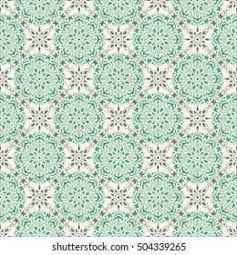 Indian pattern. Arabic, islamic, ethnic, oriental motifs. Mandala seamless pattern. Bohemian background. Print for fabric and paper. Vector illustration