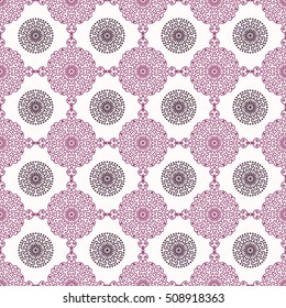 Indian pattern. Arabic, islamic, ethnic, oriental motifs. Mandala seamless pattern. Bohemian background. Print for fabric and paper. Vector illustration