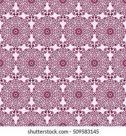 Indian pattern. Arabic, islamic, ethnic, oriental motifs. Mandala seamless pattern. Bohemian background. Print for fabric and paper. Vector illustration