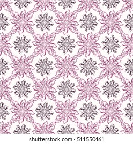 Indian pattern. Arabic, islamic, ethnic, oriental motifs. Mandala seamless pattern. Bohemian background. Print for fabric and paper. Vector illustration