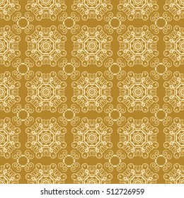 Indian pattern. Arabic, islamic, ethnic, oriental motifs. Mandala seamless pattern. Bohemian background. Print for fabric and paper. Vector illustration