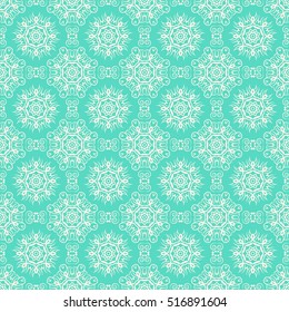 Indian pattern. Arabic, islamic, ethnic, oriental motifs. Mandala seamless pattern. Bohemian background. Print for fabric and paper. Vector illustration