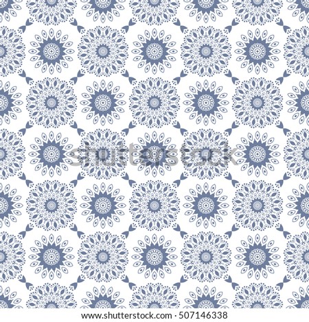 Indian pattern. Arabic, islamic, ethnic, oriental motifs. Mandala seamless pattern. Bohemian background. Print for fabric and paper. Vector illustration