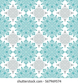Indian pattern. Arabic, islamic, japanese motifs. Mandala seamless pattern. Ethnic bohemian background. Wrapping and scrapbook paper. Print for fabric. Vector illustration