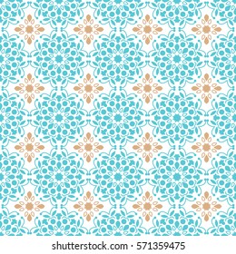 Indian pattern. Arabic, islamic, japanese motifs. Mandala seamless pattern. Ethnic bohemian background. Wrapping and scrapbook paper. Print for fabric. Vector illustration