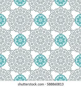 Indian pattern. Arabic, islamic, japanese motifs. Mandala seamless pattern. Ethnic bohemian background. Wrapping and scrapbook paper. Print for fabric. Vector illustration