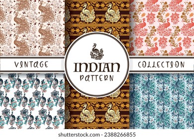 Indian Pattern Collection with Peacock and Floral Designs