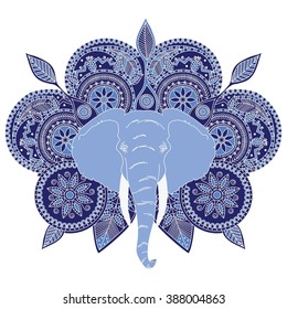 Indian pattern, elephant blue color