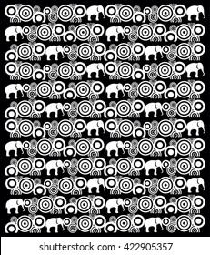 Indian pattern with elephant motif Indian pattern is a pattern of elephants, elephants in the pattern, Oriental pattern, Oriental elephants, flowers and elephants pattern, circles and elephants
