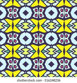 Indian pattern. Ethnic motif. Striped indian seamless pattern, ethnic tribal motifs, zigzag lines, brushstrokes paint in bright colors. Tribal seamless pattern vector. Repeating geometric mesh tiles.