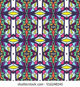 Indian pattern. Ethnic motif. Striped indian seamless pattern, ethnic tribal motifs, zigzag lines, brushstrokes paint in bright colors. Tribal seamless pattern vector. Repeating geometric mesh tiles.