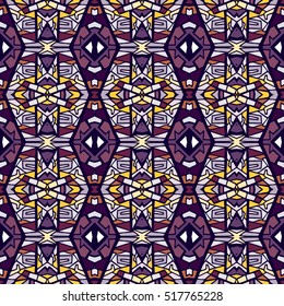 Indian pattern. Ethnic motif. Striped indian seamless pattern, ethnic tribal motifs, zigzag lines, brushstrokes paint in bright colors. Tribal seamless pattern vector. Repeating geometric mesh tiles.