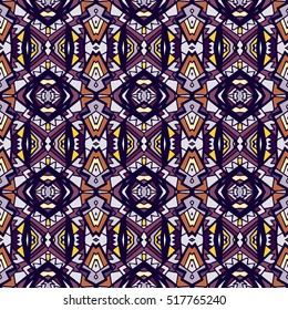 Indian pattern. Ethnic motif. Striped indian seamless pattern, ethnic tribal motifs, zigzag lines, brushstrokes paint in bright colors. Tribal seamless pattern vector. Repeating geometric mesh tiles.