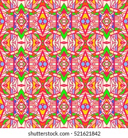 Indian pattern. Ethnic motif. Striped indian seamless pattern, ethnic tribal motifs, zigzag lines, brushstrokes paint in bright colors. Tribal seamless pattern vector. Repeating geometric mesh tiles.