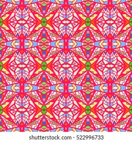 Indian pattern. Ethnic motif. Striped indian seamless pattern, ethnic tribal motifs, zigzag lines, brushstrokes paint in bright colors. Tribal seamless pattern vector. Repeating geometric mesh tiles.