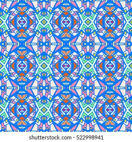 Indian pattern. Ethnic motif. Striped indian seamless pattern, ethnic tribal motifs, zigzag lines, brushstrokes paint in bright colors. Tribal seamless pattern vector. Repeating geometric mesh tiles.