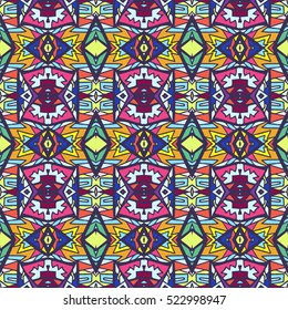 Indian pattern. Ethnic motif. Striped indian seamless pattern, ethnic tribal motifs, zigzag lines, brushstrokes paint in bright colors. Tribal seamless pattern vector. Repeating geometric mesh tiles.