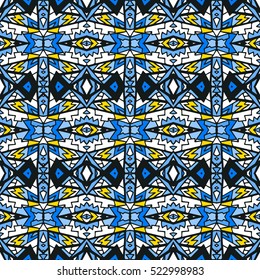 Indian pattern. Ethnic motif. Striped indian seamless pattern, ethnic tribal motifs, zigzag lines, brushstrokes paint in bright colors. Tribal seamless pattern vector. Repeating geometric mesh tiles.
