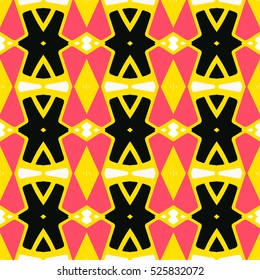 Indian pattern. Ethnic motif. Striped indian seamless pattern, ethnic tribal motifs, zigzag lines, brushstrokes paint in bright colors. Tribal seamless pattern vector. Repeating geometric mesh tiles.