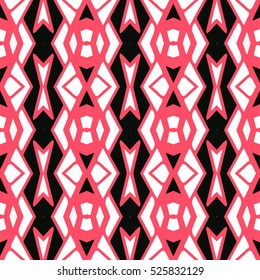 Indian pattern. Ethnic motif. Striped indian seamless pattern, ethnic tribal motifs, zigzag lines, brushstrokes paint in bright colors. Tribal seamless pattern vector. Repeating geometric mesh tiles.