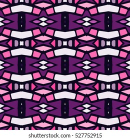 Indian pattern. Ethnic motif. Striped indian seamless pattern, ethnic tribal motifs, zigzag lines, brushstrokes paint in bright colors. Tribal seamless pattern vector. Repeating geometric mesh tiles.
