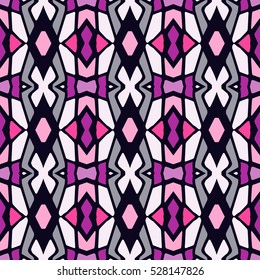 Indian pattern. Ethnic motif. Striped indian seamless pattern, ethnic tribal motifs, zigzag lines, brushstrokes paint in bright colors. Tribal seamless pattern vector. Repeating geometric mesh tiles.
