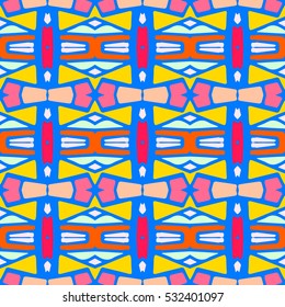 Indian pattern. Ethnic motif. Striped indian seamless pattern, ethnic tribal motifs, zigzag lines, brushstrokes paint in bright colors. Tribal seamless pattern vector. Repeating geometric mesh tiles.