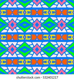 Indian pattern. Ethnic motif. Striped indian seamless pattern, ethnic tribal motifs, zigzag lines, brushstrokes paint in bright colors. Tribal seamless pattern vector. Repeating geometric mesh tiles.