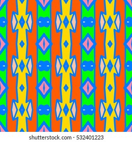 Indian pattern. Ethnic motif. Striped indian seamless pattern, ethnic tribal motifs, zigzag lines, brushstrokes paint in bright colors. Tribal seamless pattern vector. Repeating geometric mesh tiles.