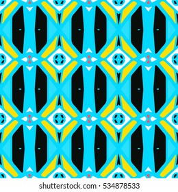 Indian pattern. Ethnic motif. Striped indian seamless pattern, ethnic tribal motifs, zigzag lines, brushstrokes paint in bright colors. Tribal seamless pattern. Repeating geometric mesh tiles.