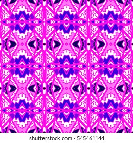 Indian pattern. Ethnic motif. Striped indian seamless pattern, ethnic tribal motifs, zigzag lines, brushstrokes paint in bright colors. Tribal seamless vector. Repeating geometric mesh tiles.