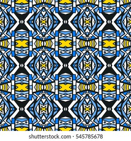 Indian pattern. Ethnic motif. Striped indian seamless pattern, ethnic tribal motifs, zigzag lines, brushstrokes paint in bright colors. Tribal seamless vector. Repeating geometric mesh tiles.
