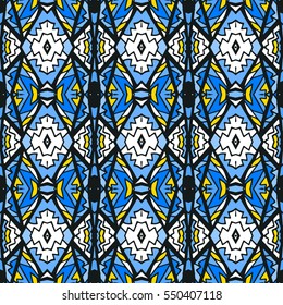 Indian pattern. Ethnic motif. Striped indian seamless pattern, ethnic tribal motifs, zigzag lines, brushstrokes paint in bright colors. Tribal seamless vector. Repeating geometric mesh tiles.