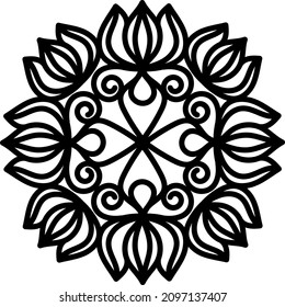 indianisches Muster von Lotusblumen. ein Element des Ornaments. Umrisszeichnung von Hand. Vorlage, Färbung, Henna, Tattoo, Druck.