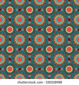 Indian pattern with mandala. Hand drawn background. Islam, Arabic, Oriental ornament.