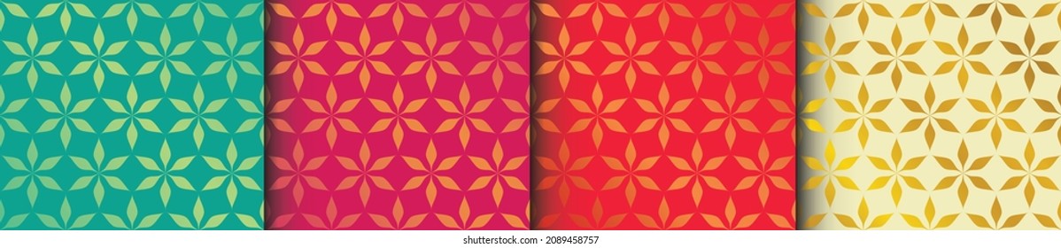 Indian pattern, sari design, Gold tribal pattern for textile, easily editable vector pattern set. 