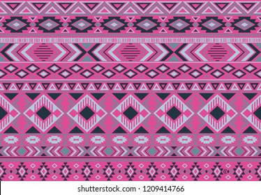 Indian pattern tribal ethnic motifs geometric seamless vector background. Rich indonesian tribal motifs clothing fabric textile print traditional design with triangle and rhombus shapes.