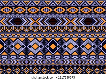Indian pattern tribal ethnic motifs geometric seamless vector background. Rich boho tribal motifs clothing fabric textile print traditional design with triangle and rhombus shapes.
