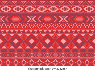 Indian pattern tribal ethnic motifs geometric seamless vector background. Chic ikat tribal motifs clothing fabric textile print traditional design with triangle and rhombus shapes.