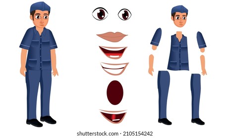 Indian Peon Cartoon Character for Animation, Indian Men Character