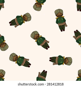 indian people , cartoon seamless pattern background