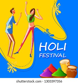 Indian People celebrating festival of Color Holi in vector bacground