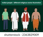 Indian people. different religious vector illustration