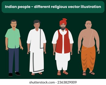 Indian people. different religious vector illustration