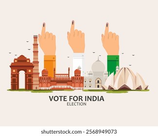 Indian people Hand with voting sign showing vote for india january 25 india national voters day