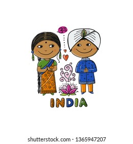 Indian people. Sketch for your design