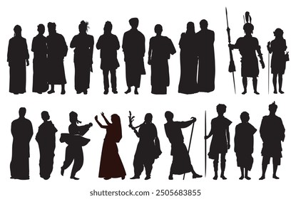 Indian people traditional dress silhouette